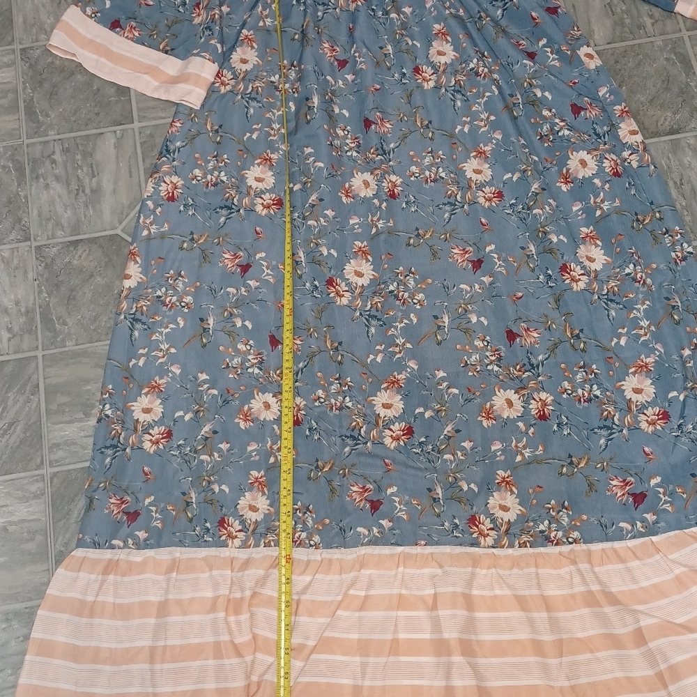 MIKAROSE SIZE XL Floral Blue Maxi Dress - Picture 14 of 16